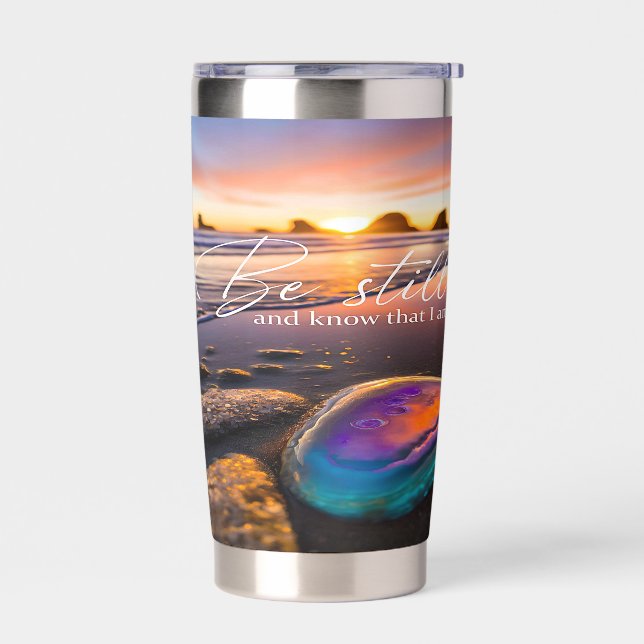 Be still beach sunset agate insulated tumbler (Left)