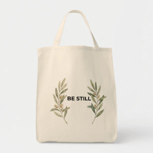 Be Still Minimalist Olive Branch Christian Tote  Bag