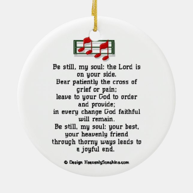 Be Still My Soul Christian Hymn Ceramic Tree Decoration (Back)