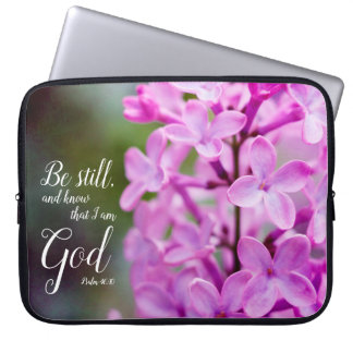 Be Still Psalm 46:10 Purple Lilac Flowers Laptop Sleeve