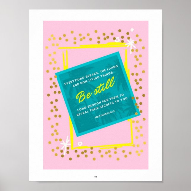 Be Still Quote Pink Green Wall art poster (Front)