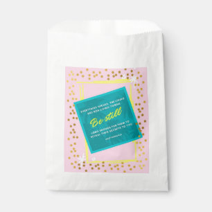 Be Still Quote Pink Green Wall art poster Favour Bag