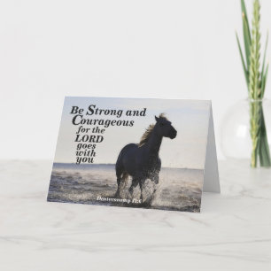 Be Strong and Courageous Bible Verse Deut 31 Horse Card