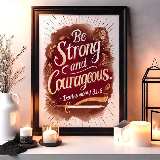 Be Strong and Courageous Deuteronomy 31:6 Lion Art Poster (Creator Uploaded)