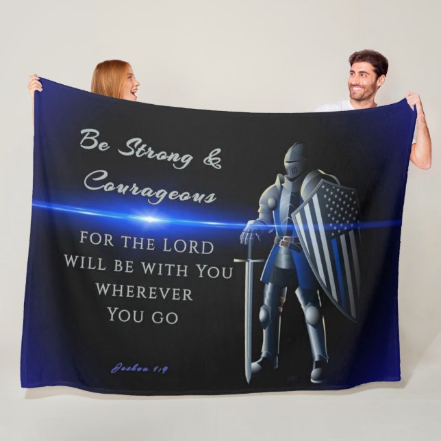 BE STRONG and COURAGEOUS Fleece Blanket (In Situ)