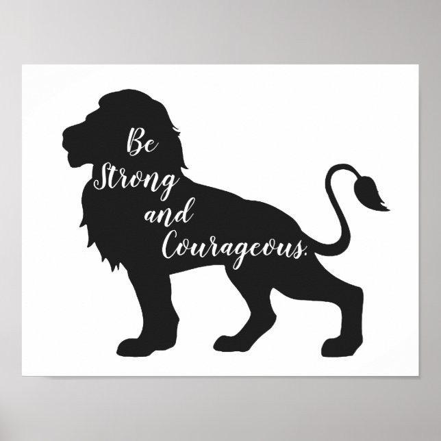 Be Strong and Courageous Lion Poster (Front)