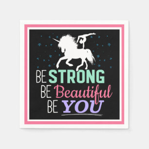 Be Strong Beautiful You - Gymnastics Unicorn Napkin