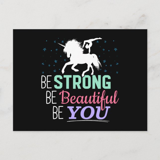 Be Strong Beautiful You - Gymnastics Unicorn Postcard (Front)