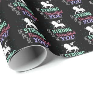 Be Strong Beautiful You - Gymnastics Unicorn Wrapping Paper