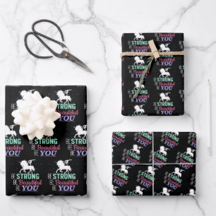 Be Strong Beautiful You - Gymnastics Unicorn Wrapping Paper Sheet