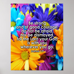 Be Strong Bible Scripture Poster