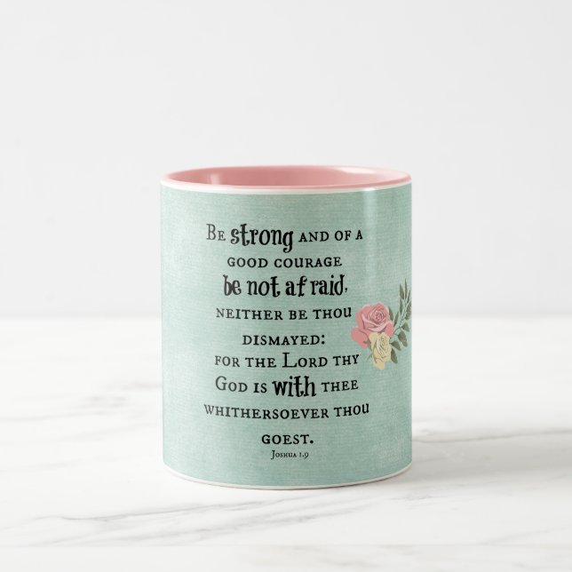 Be Strong Bible Verse Two-Tone Coffee Mug (Center)