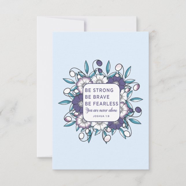 Be Strong Brave Fearless - Bible Verse Card (Front)