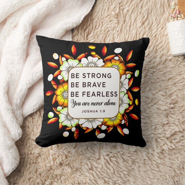 Be Strong Brave Fearless - Bible Verse Cushion (Blanket)