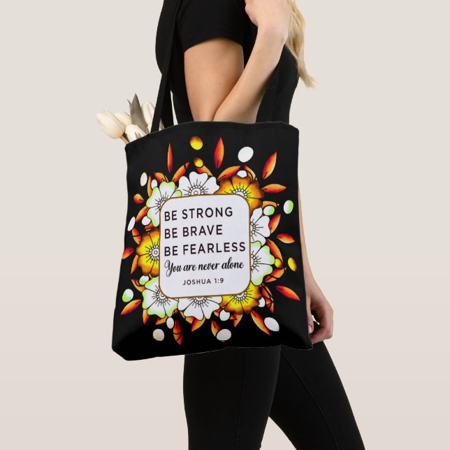 Be Strong Brave Fearless - Bible Verse  Tote Bag (Close Up)
