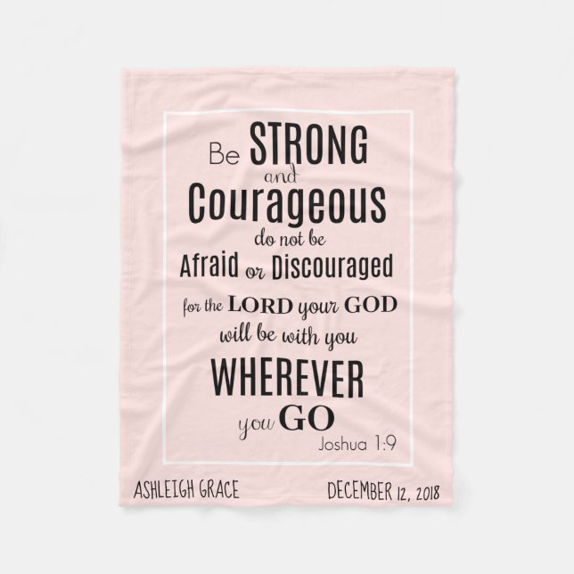 Be Strong & Courageous (Joshua) Personalised Fleece Blanket (Front)