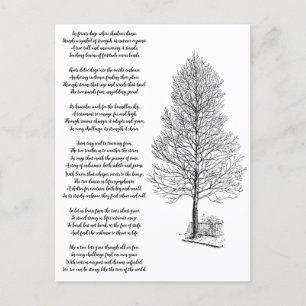 Be Strong Like tree art and Poem Postcard
