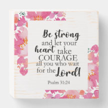 Be Strong & Take Courage Psalm Pink Floral Bible