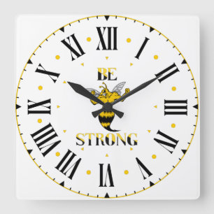 Be Strong Yellow Jacket Square Wall Clock