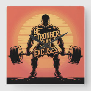 Be Stronger Than Your Excuses Square Wall Clock