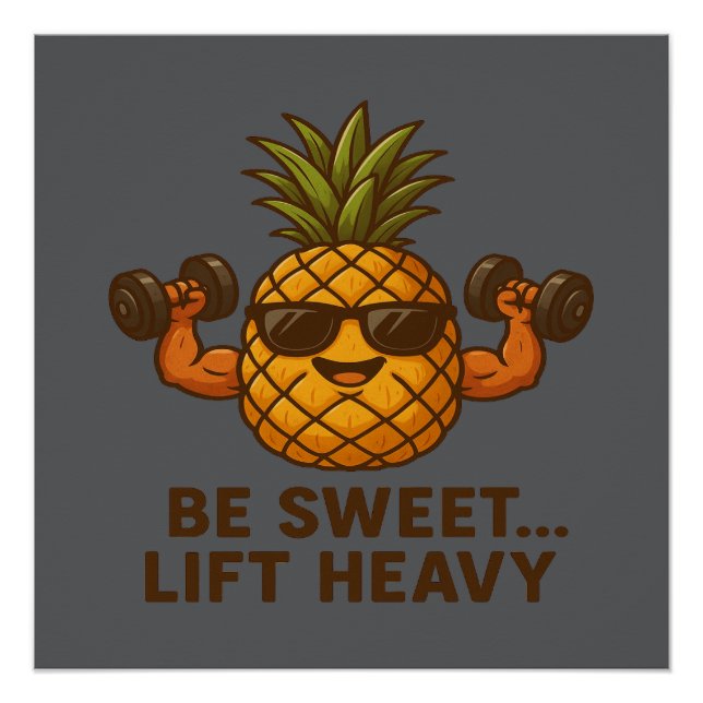 Be Sweet Lift Heavy Pineapple Gym Fitness Funny Poster (Front)
