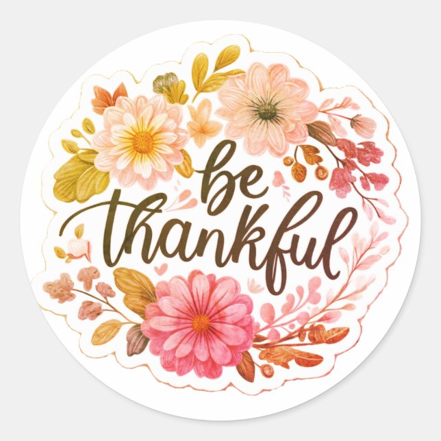 Be Thankful 1974 Classic Round Sticker (Front)
