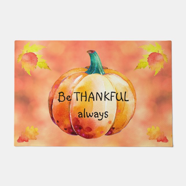 BE THANKFUL ALWAYS Cute Fall Door mat Personalised (Front)