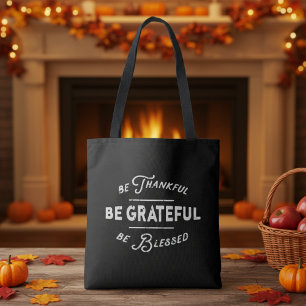 Be Thankful BE GRATEFUL Be Blessed Retro Tote Bag
