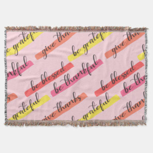 Be Thankful & Blessed – Inspirational Pink Throw Blanket