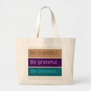 'Be Thankful' Modern Colour-Block Large Tote Bag