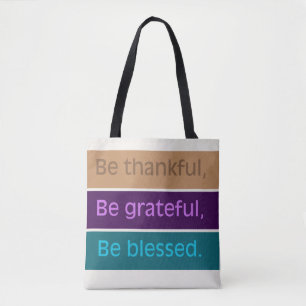 'Be Thankful' Modern Colour-Block Tote Bag