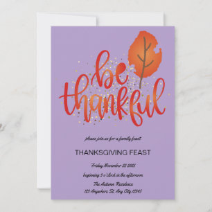 Be Thankful Thanksgiving Dinner Invitation