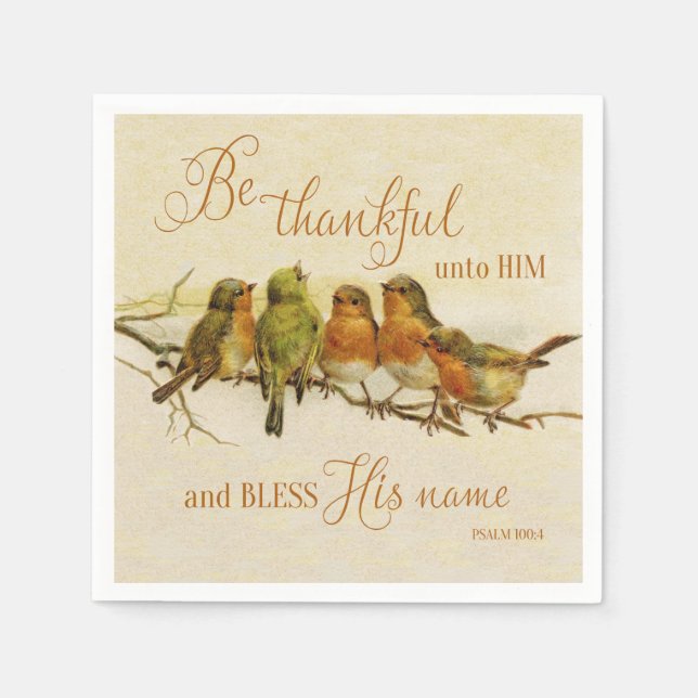 Be Thankful Unto Him & Bless His Name Napkin (Front)