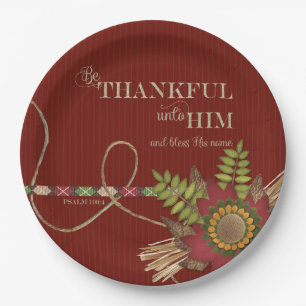 Be Thankful Unto Him Scrapbook Effect Paper Plate