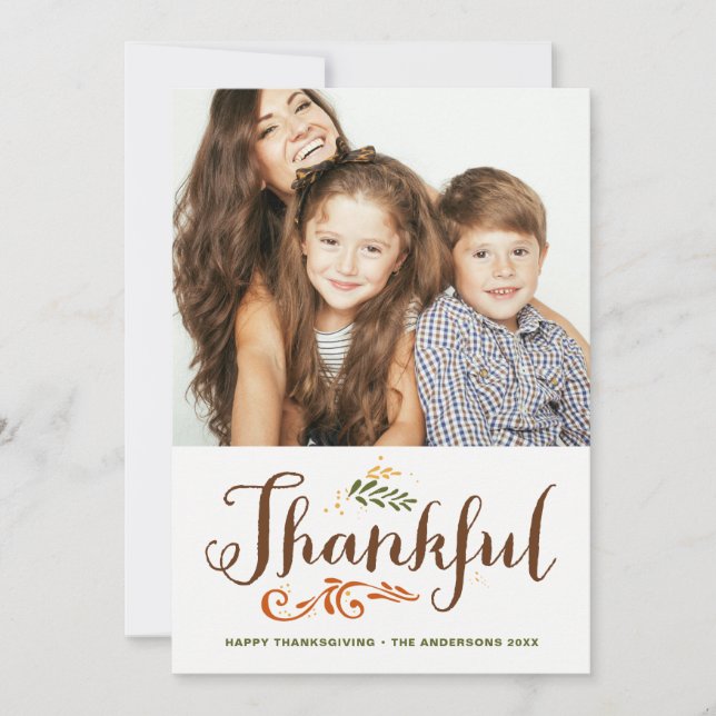 Be Thankful Whimsical Photo Happy Thanksgiving II Holiday Card (Front)