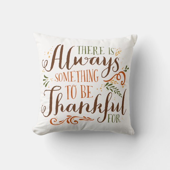 Be Thankful Whimsical Script | Thanksgiving Pillow (Front)