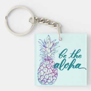 Be the Aloha Pineapple Square Keychain Mini