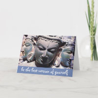 “Be the best” Asian stone faces photo blank inside