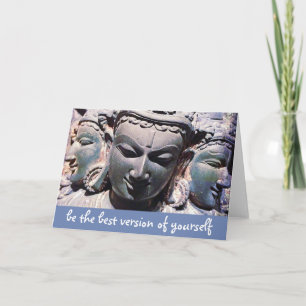 “Be the best” Asian stone faces photo blank inside Card