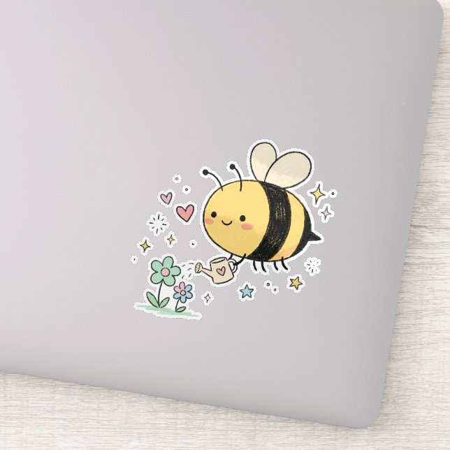 Be The Buzz | Cute Honeybee Watering Wildflowers  (Detail)