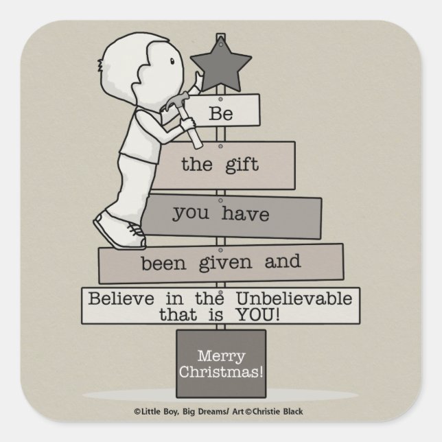 Be the Gift-Christmas Tree (Tan) Square Sticker (Front)