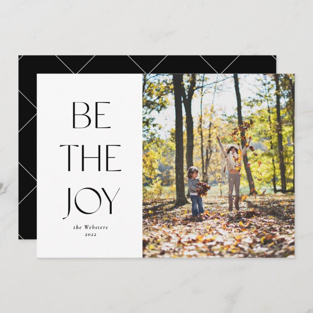 Be the joy simple one photo Christmas Holiday Card (Front/Back)