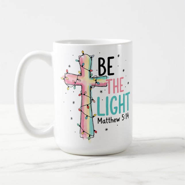 Be the Light Christian Cross Christmas Coffee Mug (Left)