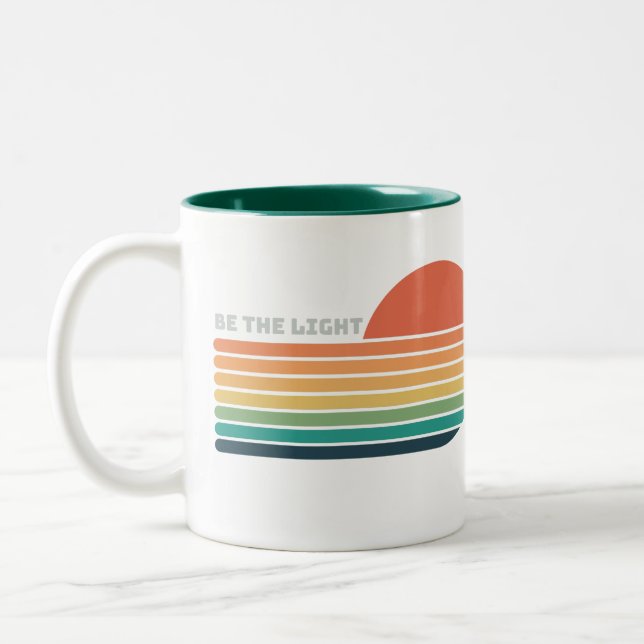 Be the Light God Mug, Retro Faith Mug, Christian Two-Tone Coffee Mug (Left)