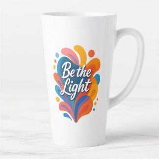 Be the Light Inspirational Colourful Typography De Latte Mug