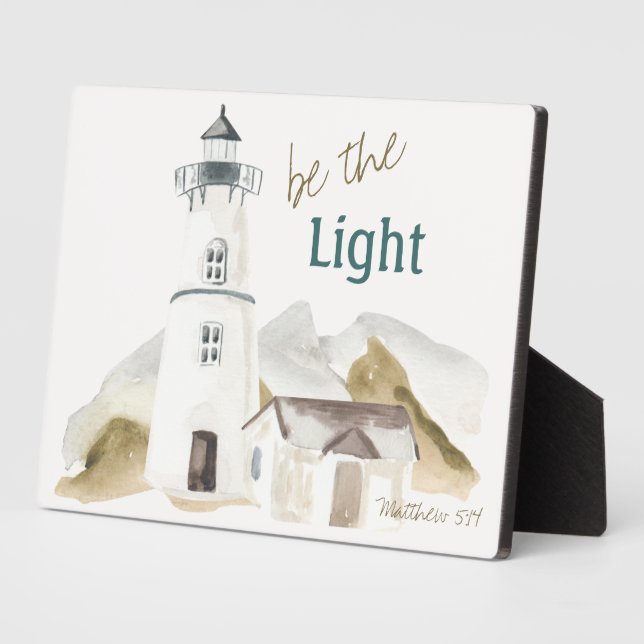 Be the Light Lighthouse Watercolor Faith Quote Plaque (Side)