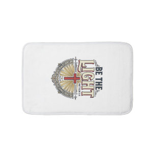 Be The Light Vintage Christian Shirt Design_1 Bath Mat
