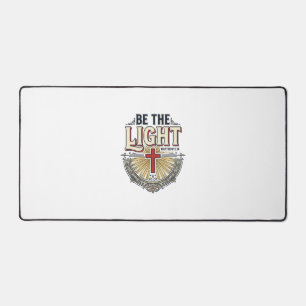 Be The Light Vintage Christian Shirt Design_1 Desk Mat