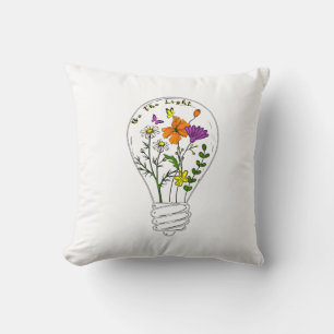Be The Light Wildflower Motivational Quote Cushion