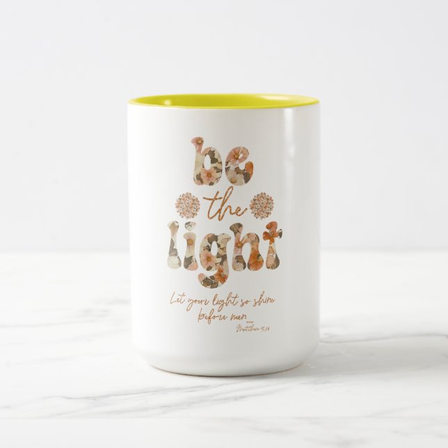 Be the Light with Bible Verse Two-Tone Coffee Mug (Center)